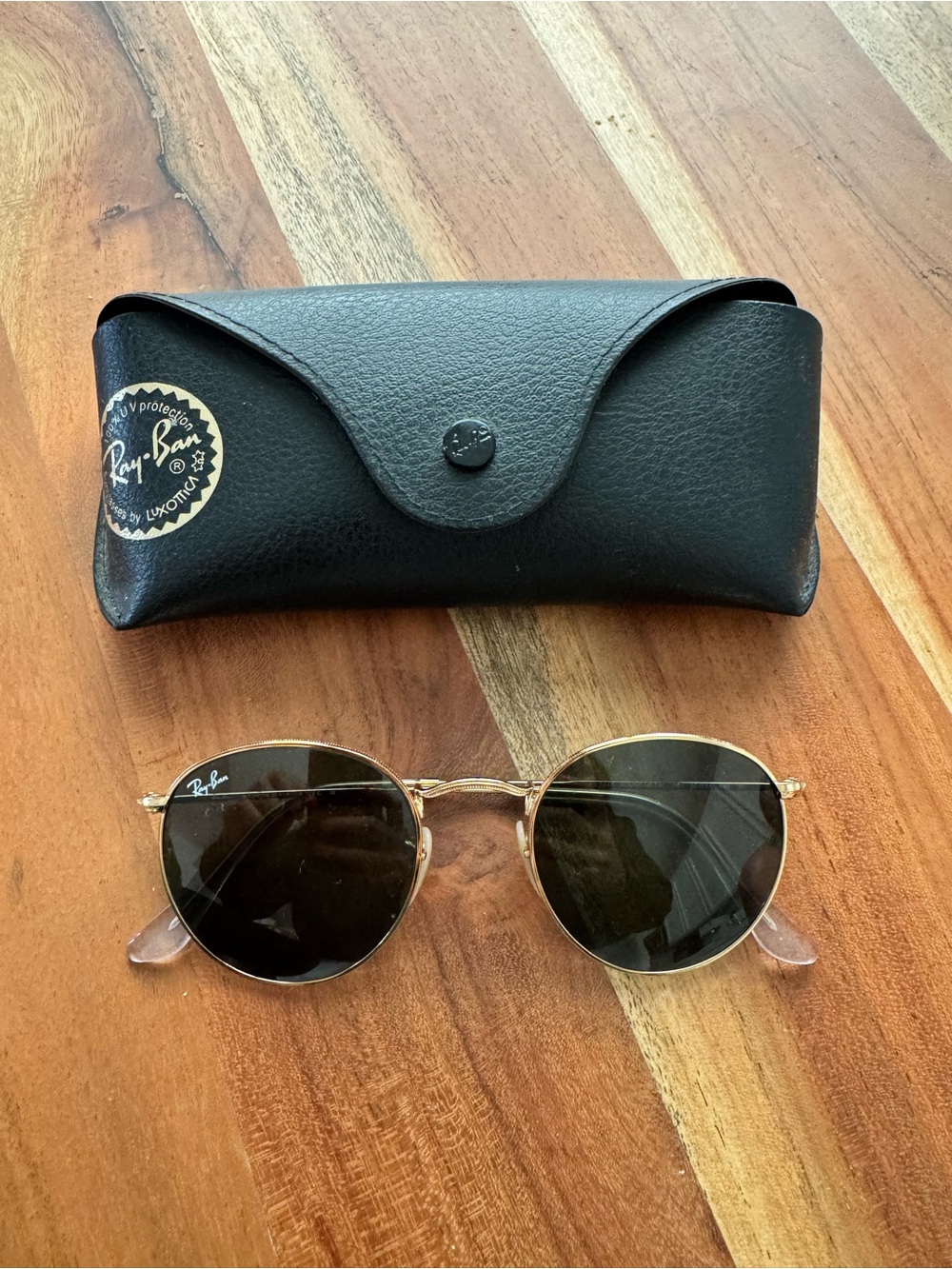 Ray-Ban Icons 50mm Round Sunglasses Gold/Green